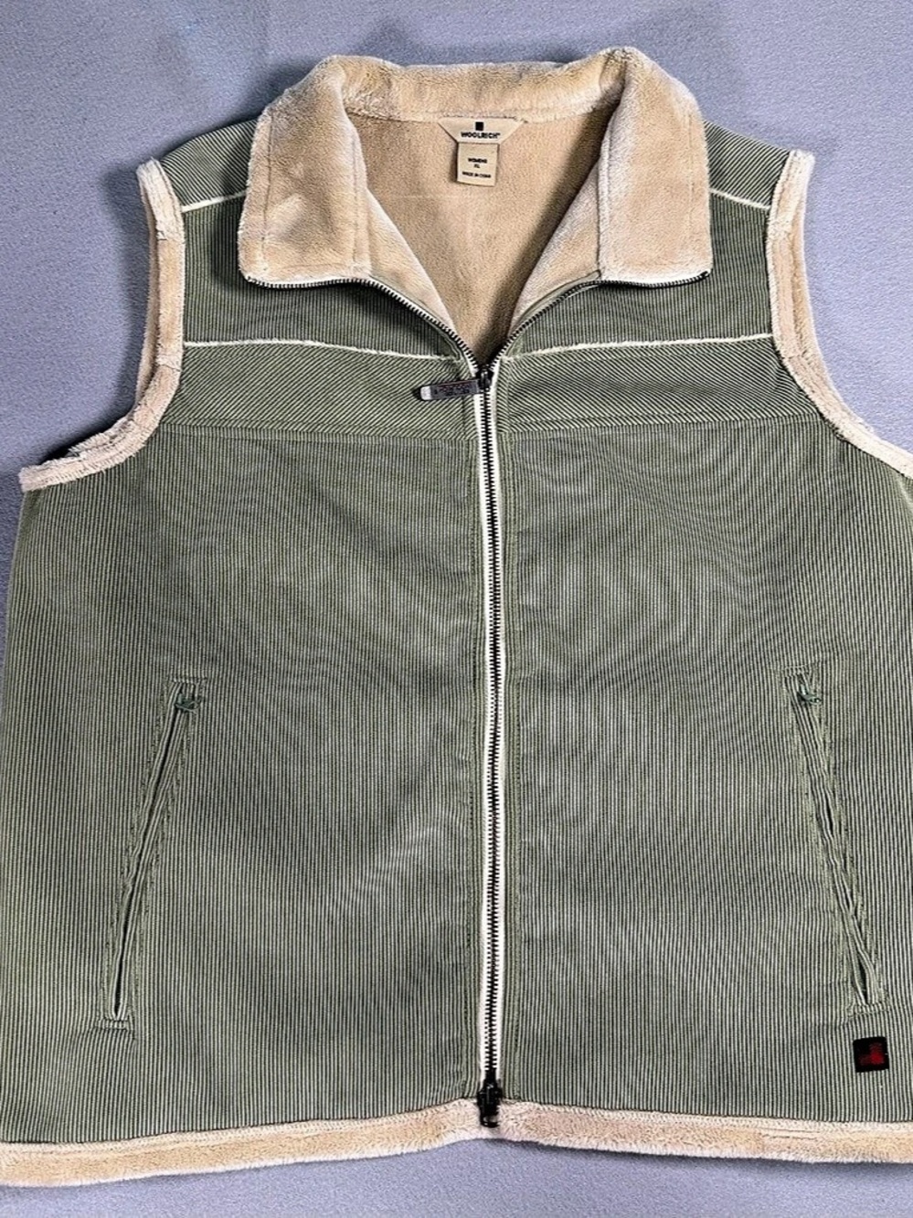 Woolrich Women's 18504 Vest Striped Fleece-Lined Vest in Green XL